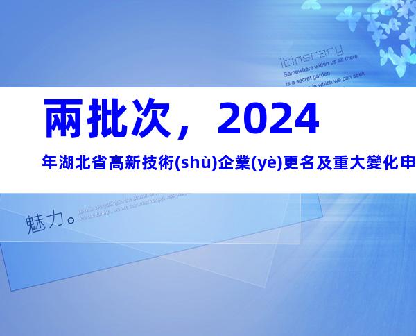 兩批次，2024年湖北省高新技術(shù)企業(yè)更名及重大變化申報時間、材料合集